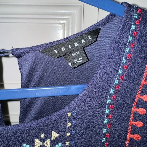 Tribal Floral Embroidered Shift Dress Women’s Aztec Boho Southwestern- Size M - Picture 3 of 12